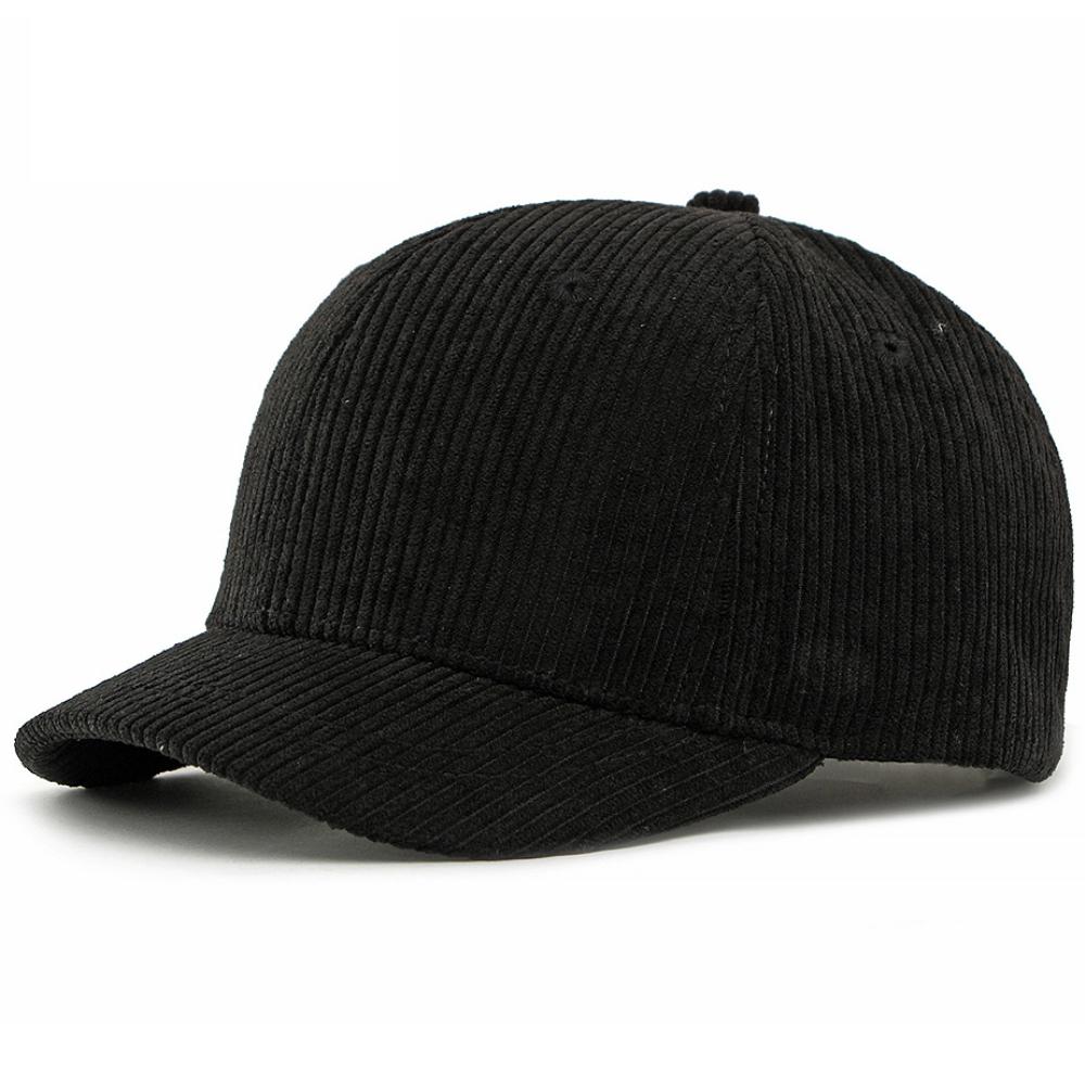 

HT5007 Baseball Cap Men Women Short Brim Corduroy Cap Solid Plain Adjustable Snapback Cap Autumn Winter 6 Panels Baseball Hat 55-60cm Adjustable чорний