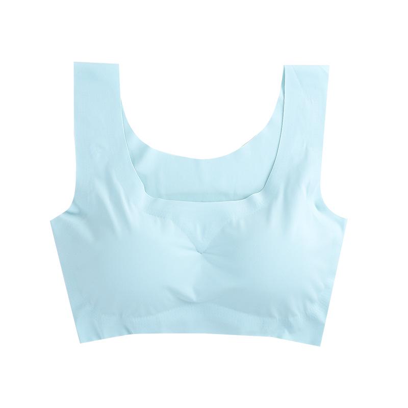 Comfortable Plus Size Wireless Seamless Ice Silk Sports Bra with Beautiful Back Design