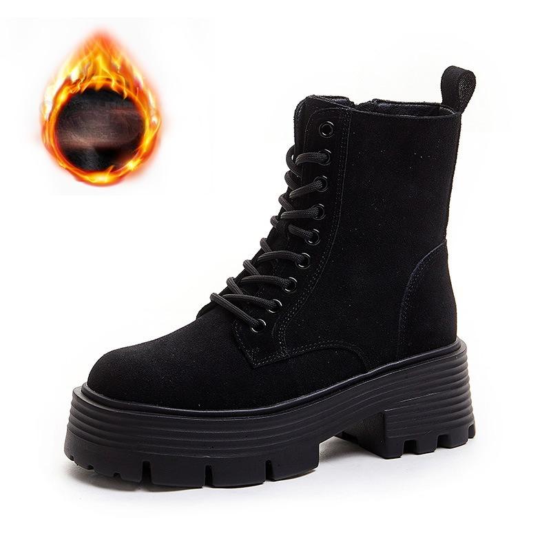 Women Ankle Boots Suede Thick High