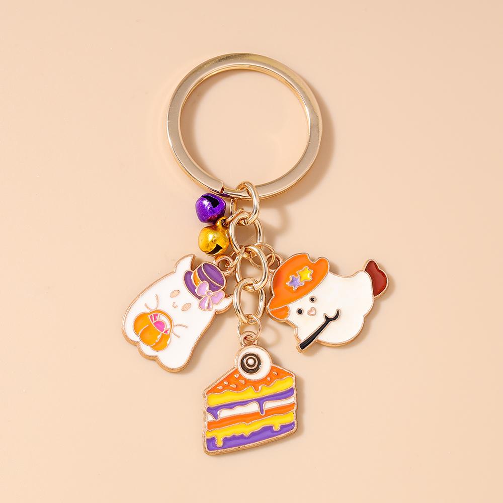 New Enamel Halloween Keychain Ghost Bat Key Ring Pendants for Women Girls Handbag Decor DIY Keychain Halloween Gift