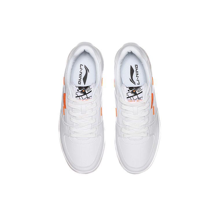 Li Ning NO.258 Slip Resistant Abrasion Resistant Low Top Skateboard Shoes Men's White Orange AGCN357-1