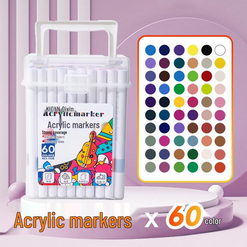 Acrylic Marker Set - Colorfast & No-Press - Ideal for Kids' Art & Toddler Painting