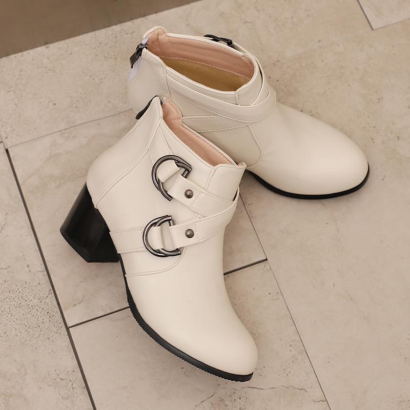 Women's High-heeled Short Boots Autumn and Winter New Thick-heeled Large-size Casual Short Boots