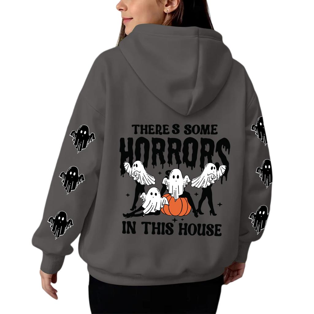 Sweat-shirt à capuche et manches longues pour femme, imprimé dégradé, ample