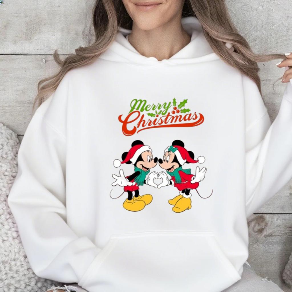 Disney Parent-child Christmas Mickey Mouse Printed Multi-color Hooded Sweatshirt, A Fashionable American Brand Casual Top