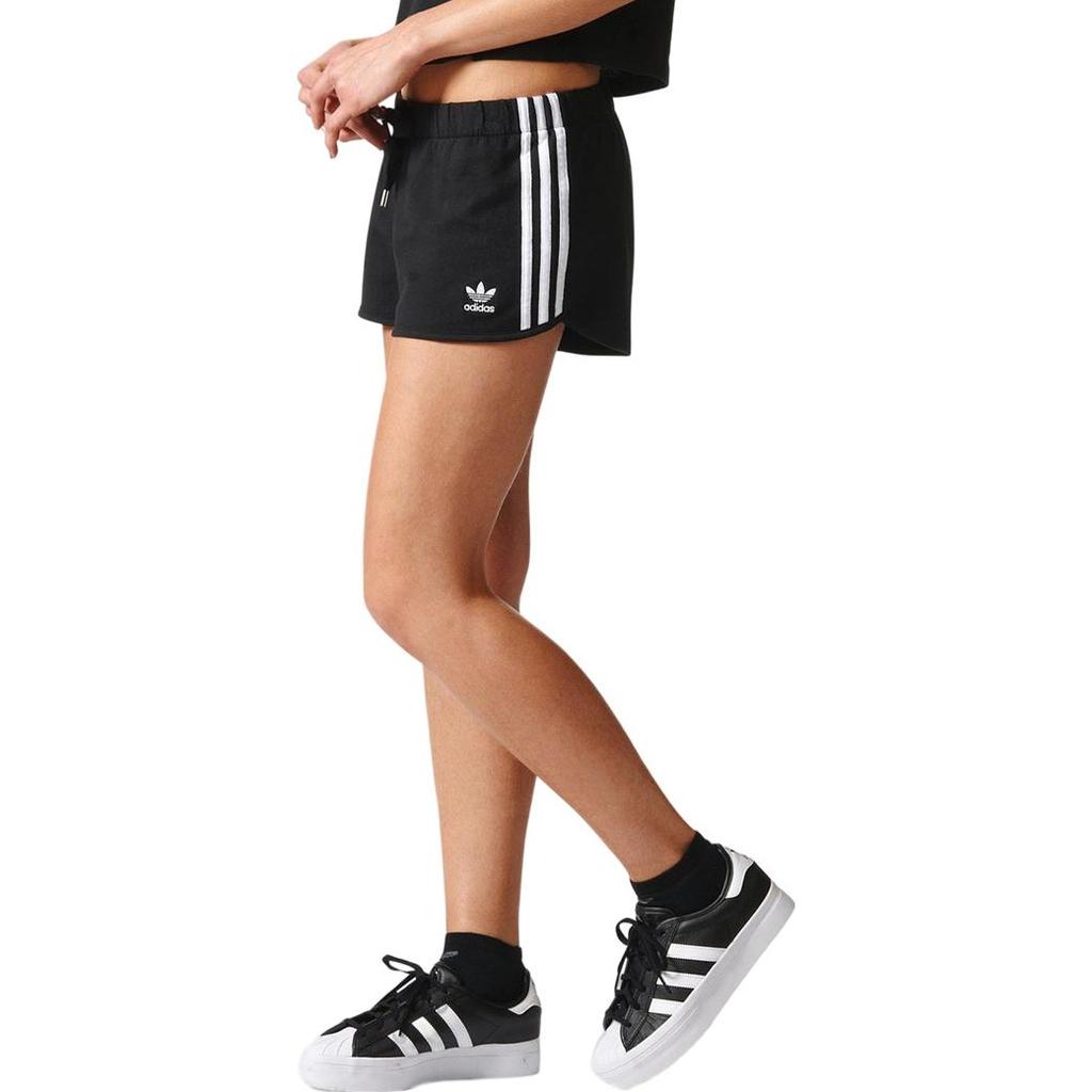 Adidas Originals Three Stripes Printed Sports Straight Leg Shorts Women Shorts Black AY8125