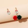 Ins Asymmetric Cute Hairball Christmas Earrings, European and American New Accessories, Less Heart Earrings Earrings