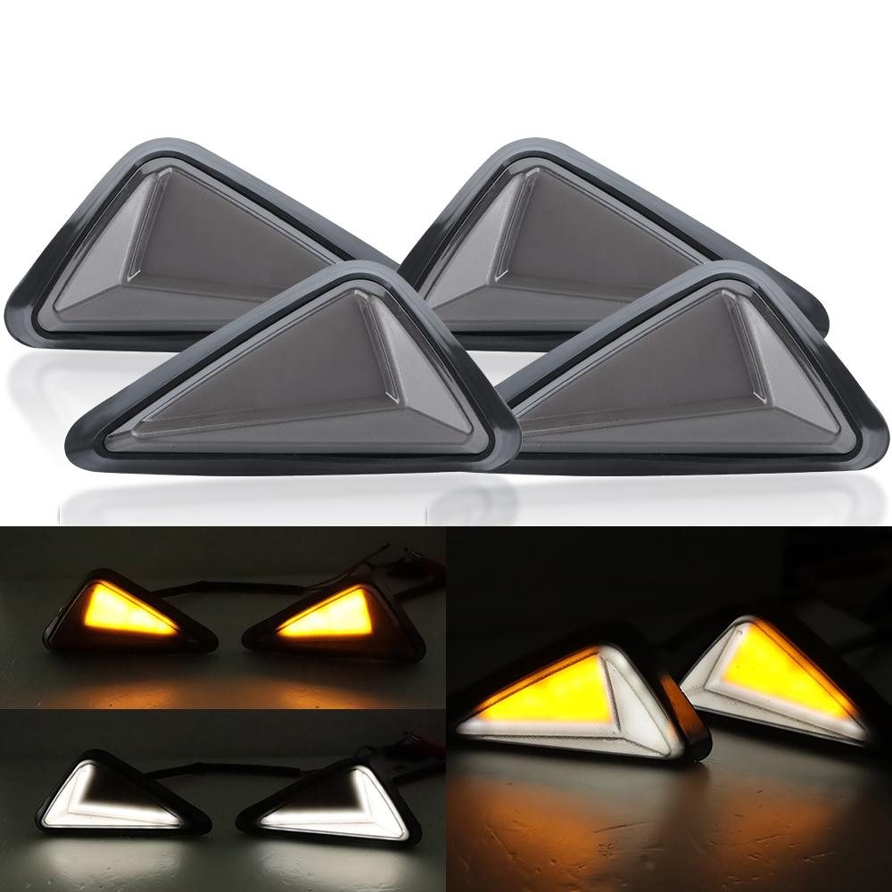 2PCS Motorcycle Smoke Triangle Flush Mount LED Turn Signals DRL Indicator Blinker Flashing Turning Light 12V Moto Accessories