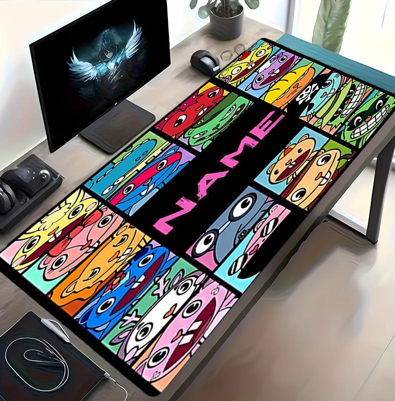Customizable Name Happy Tree Friends Pattern Gaming Mouse Pad-Non Slip Rubber Base,Perfect Gamers,Esports,Ideal Gift Gaming Enthusiasts