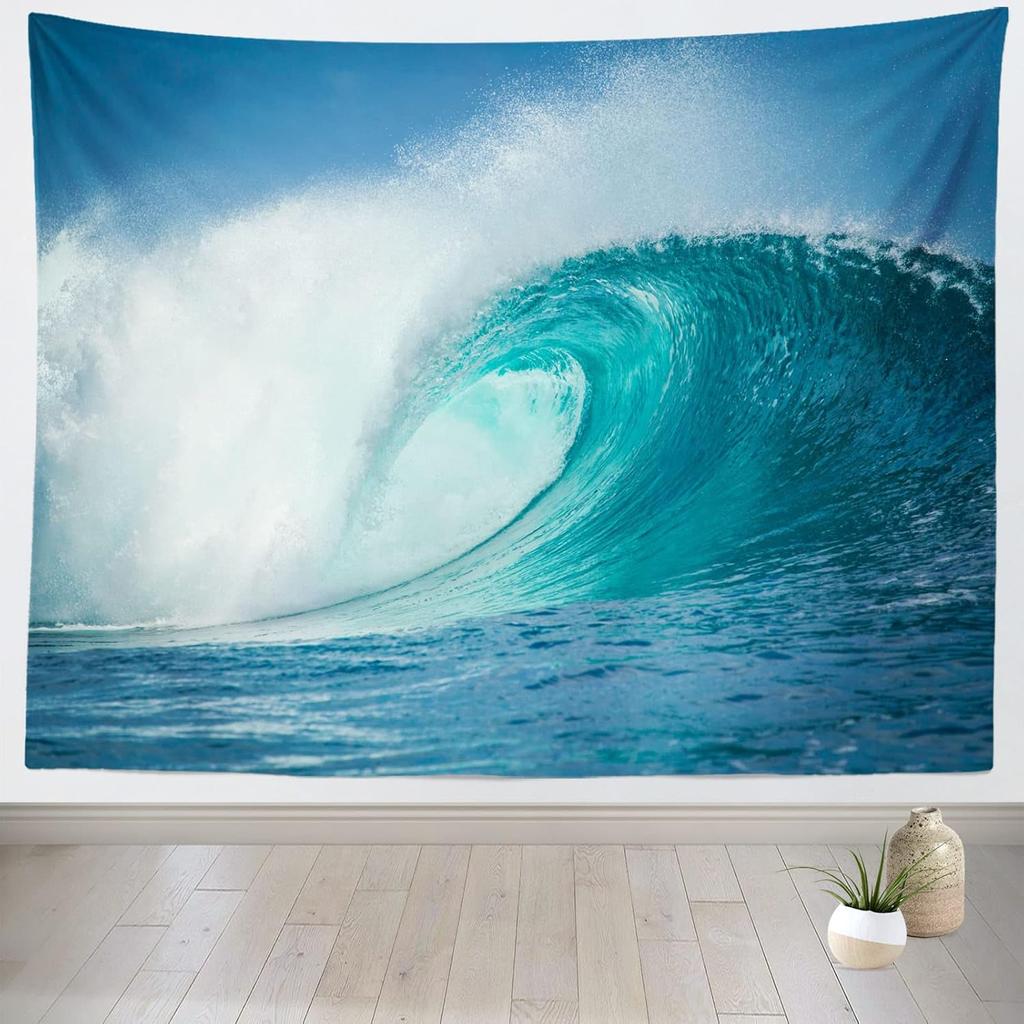 Loccor Ocean Wave Tapestry Powerful Pacific Sea Storm Huge Wave Tapestry Surfing Summer Wall Hanging Sport Wall Art for Bedroom