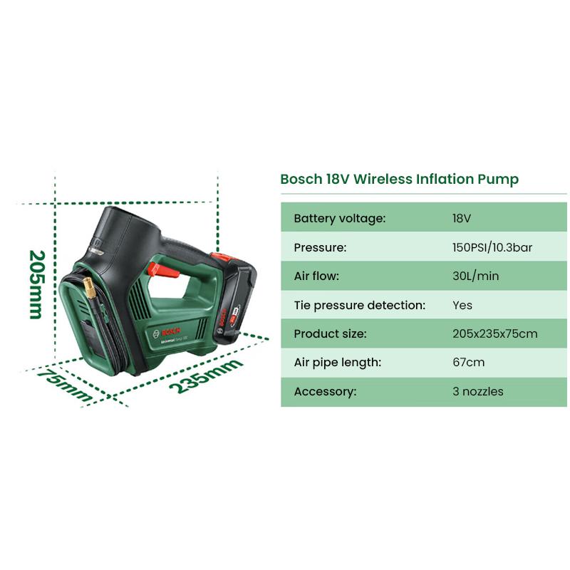 Bosch Bomba universal sem fio inflação 18V sistema de energia íon-lítio com bateria