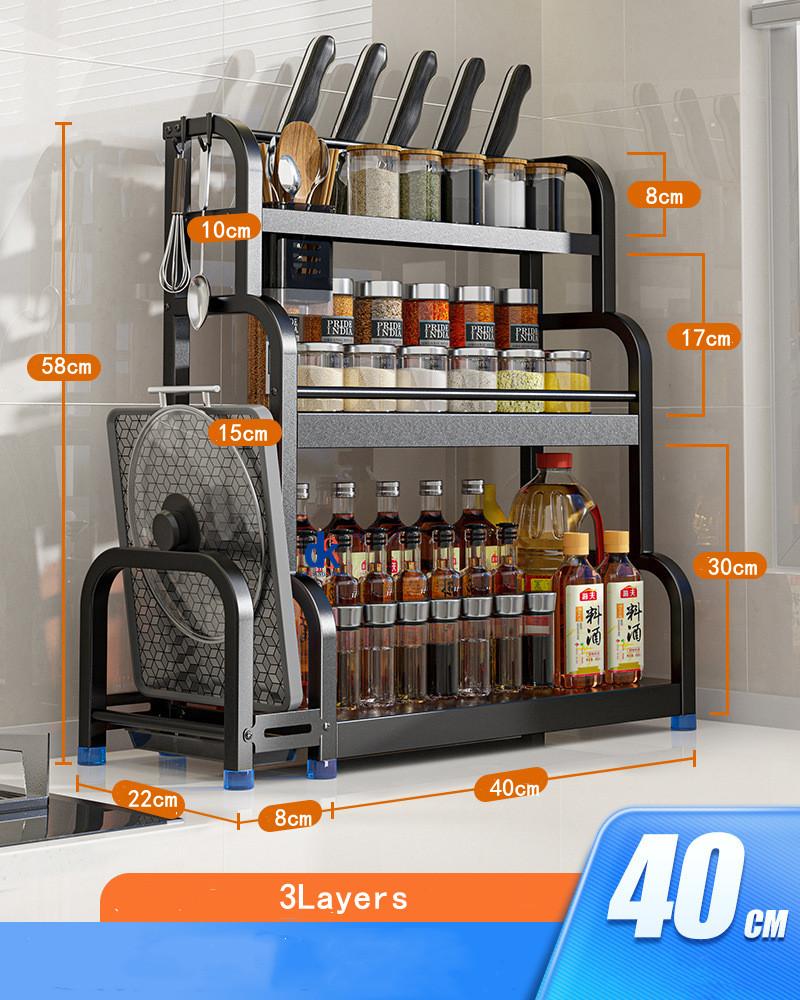 2Layers 3Layers Stainless Steel Kitchen Storage Rack Seasoning Chopsticks Shelf Organizer Knife Jar Household Accessories