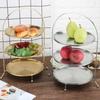 Gold Fruit Plate European 3 Layer Snack Rack Cake Display Rack Pastry Dish Serving Tray Fruit Candy Shelf Room Party Decoration