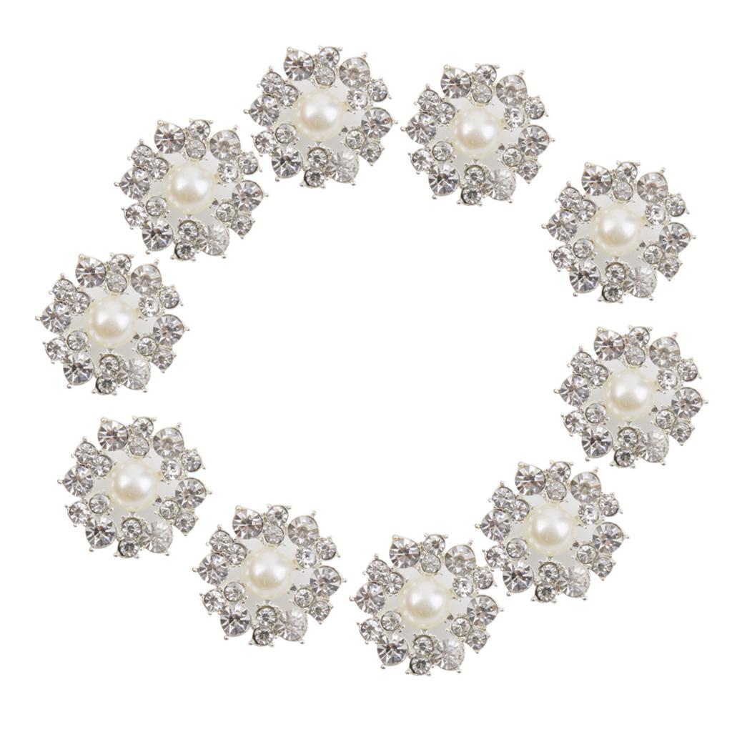5pcs 30mm Crystal Rhinestone Buttons Pearl Flower Embellishments Buttons Flatback DIY Buckles for Wedding Jewelry Shoes Decor