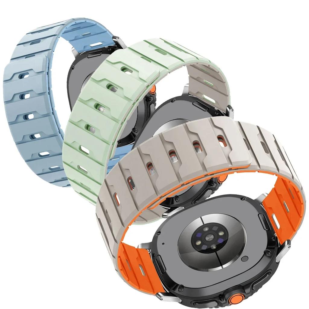 Magnetiskt Band För Samsung Galaxy Watch 8/8classic Ultra 2025/7 47mm Tvåfärgat Silikonband För Galaxy Justerbart Sportarmband