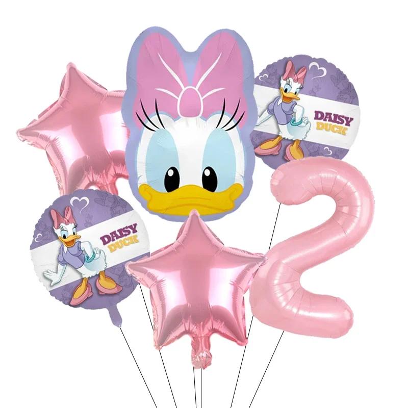 Cartoon Donald Number Duck Daisy Aluminum Film Balloon Set Spherical DIY Birthday Arrangement Party Decoration Balloons Kawaii