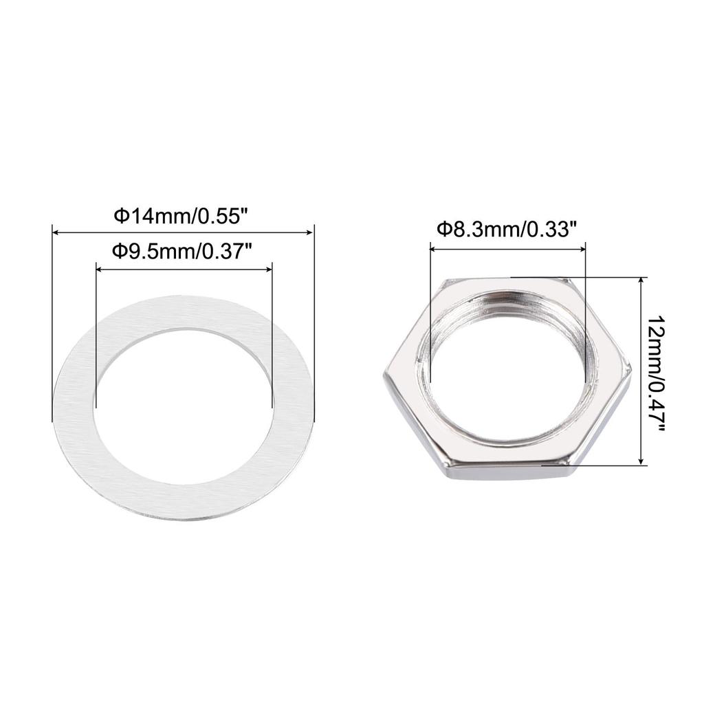 uxcell Set Guitar Nut Washer M9 Guitar Jack Socket Nut Silver for Electric Guitars and Basses 5-Piece & Input/Output