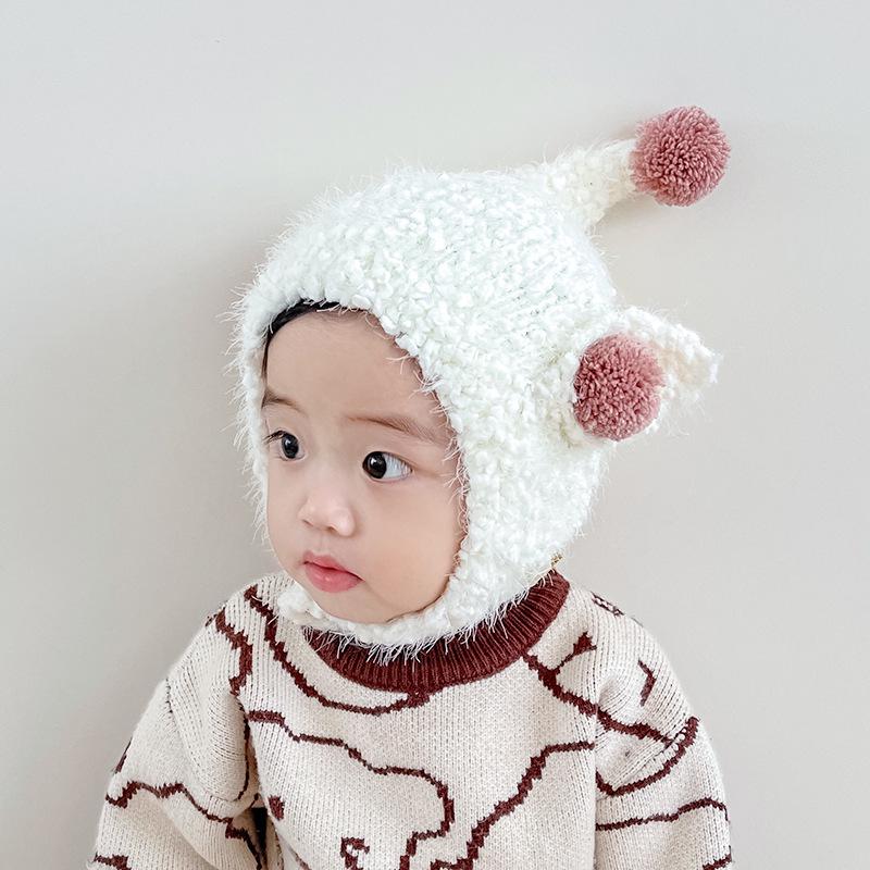 Solid Color Plush Baby Ear Protection Hat for Boys and Girls - Warm Autumn/Winter Style