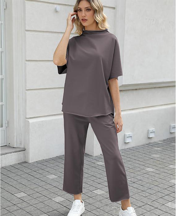 2025 Euro-American Spring/Summer Solid Color Two-Piece: Versatile Wide-Leg Pants & Top Set