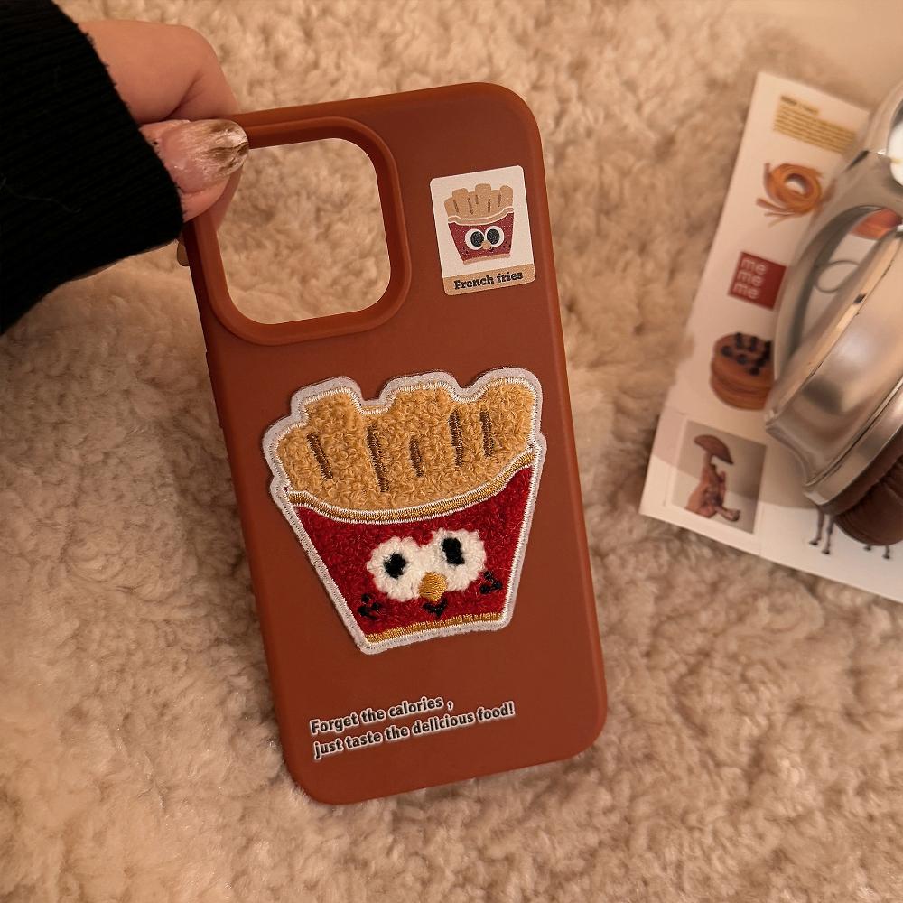 Fuzzy Food Fries Case Suitable for IPhone 15 Pro Max, Apple 16, and IPhone 17 Models. 3D Protective Case for Multiple IPhone Models.