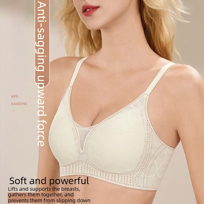 Kleine Brust Unterstützung Weich und Stützend Sexy Tiefer V Nahtlose Dessous Französische Spitze BH für Frauen