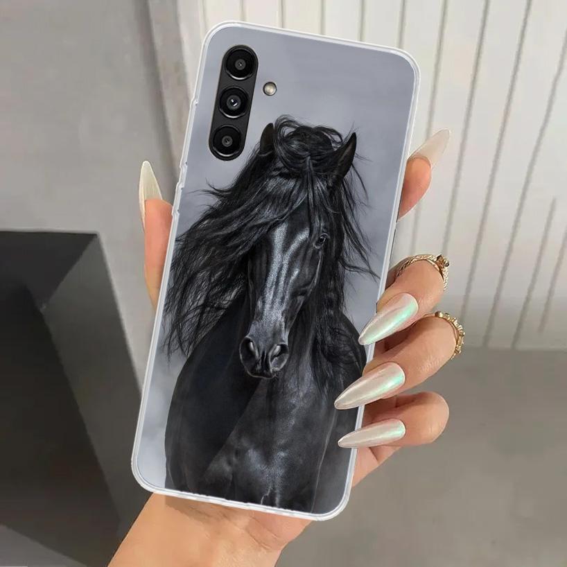 Animal Black Horse Phone Case for Samsung Galaxy A17 A16 A37 A26 A36 A57 A56 A15 A25 A35 A55 A14 A24 A34 A54 A13 A23 A33 A53 Gal