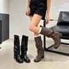 Woman Boots Knee High Platform Chunky Heels Trend Punk Gothic Rock Leather Fashion Women's Shoes Motorcycle Footwear