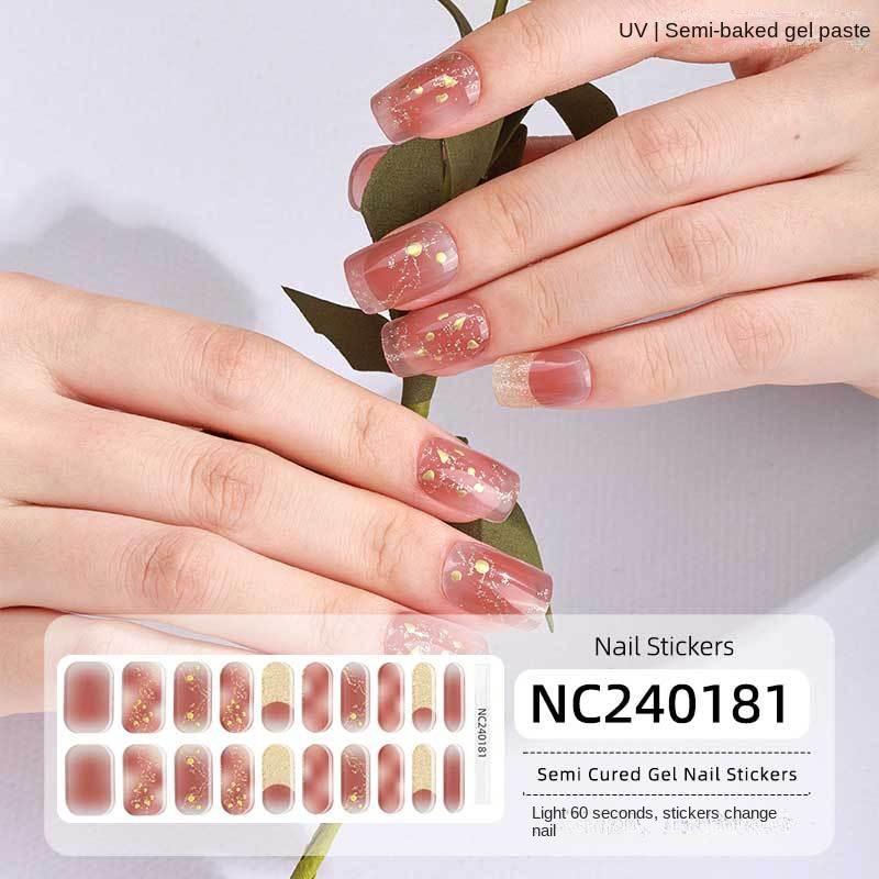 New Hot Stamping Laser Gel Nail Stickers French Nail Polish Glue Semi-cured Gel Nail Stickers