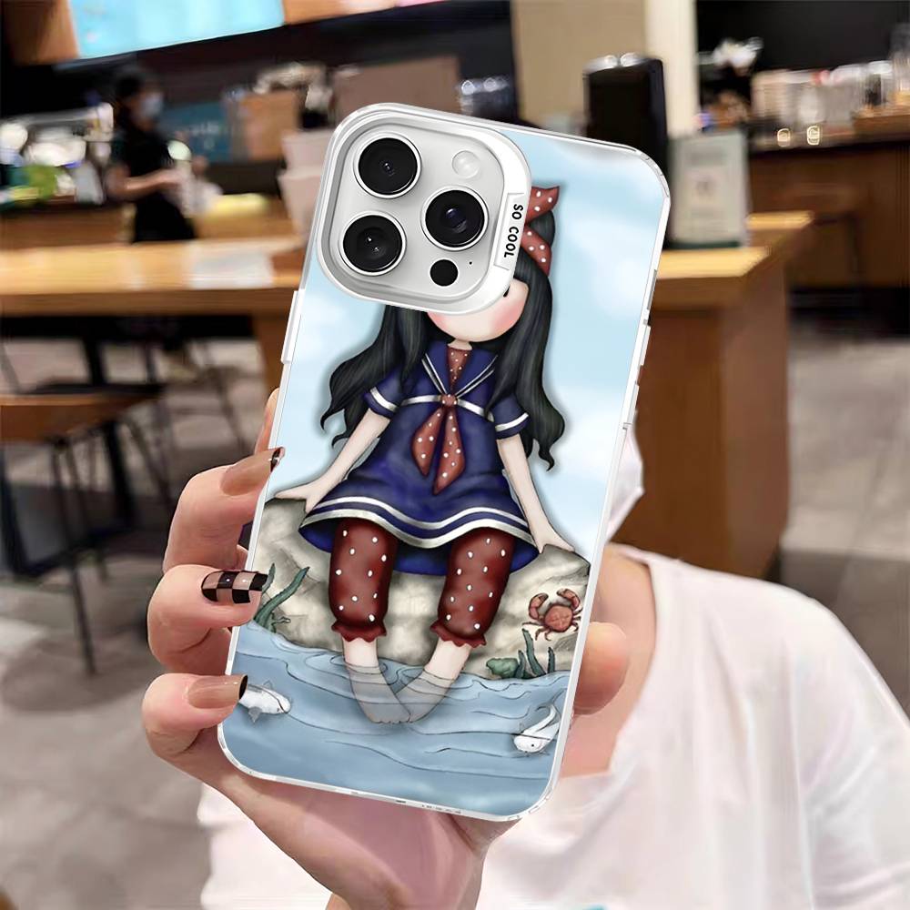 Cute Gorjusses Cartoon S-Santoro Phone Case Color Silver Shell For LPhone 17 16 16e 15 14 13 12 11 Pro Max Plus