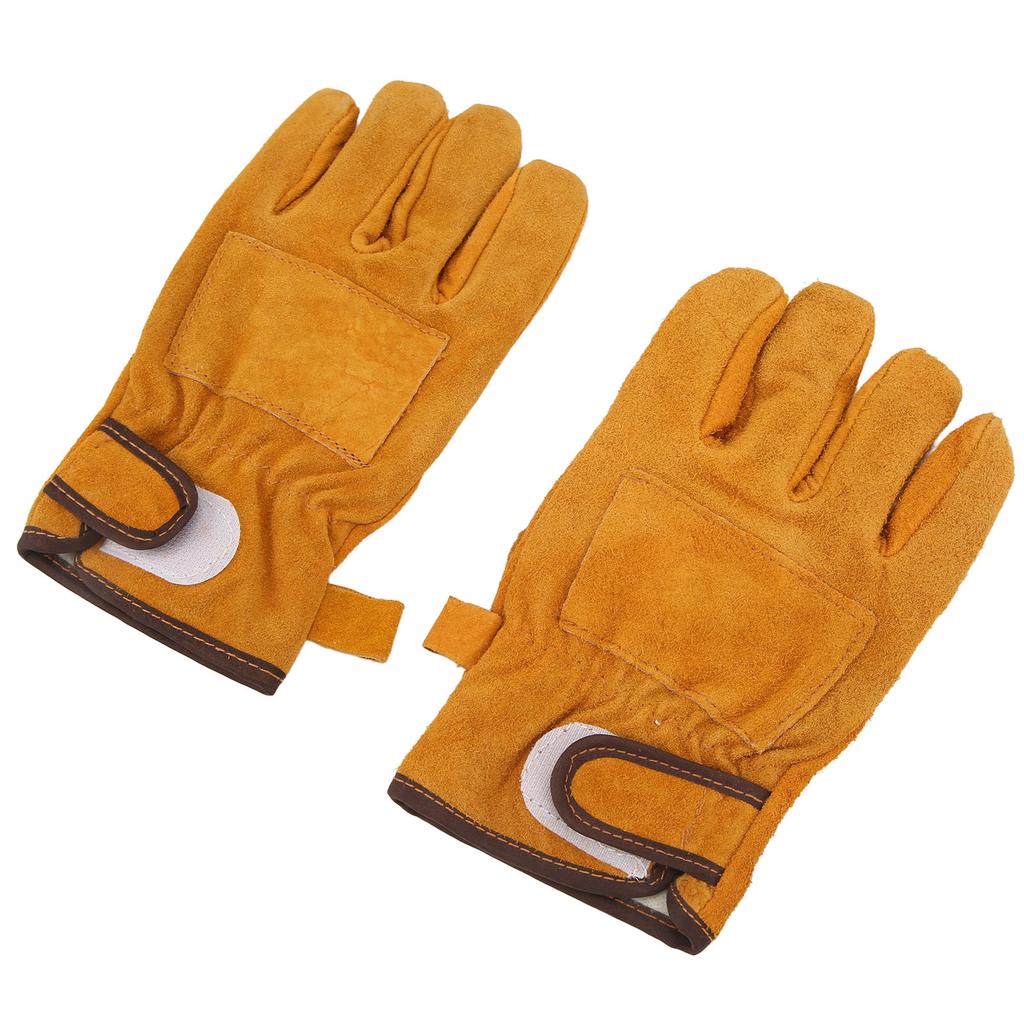 Heat Resistant Gloves Calf Leather Polyester Hand   BBQ Grill Oven Mitts Short Type