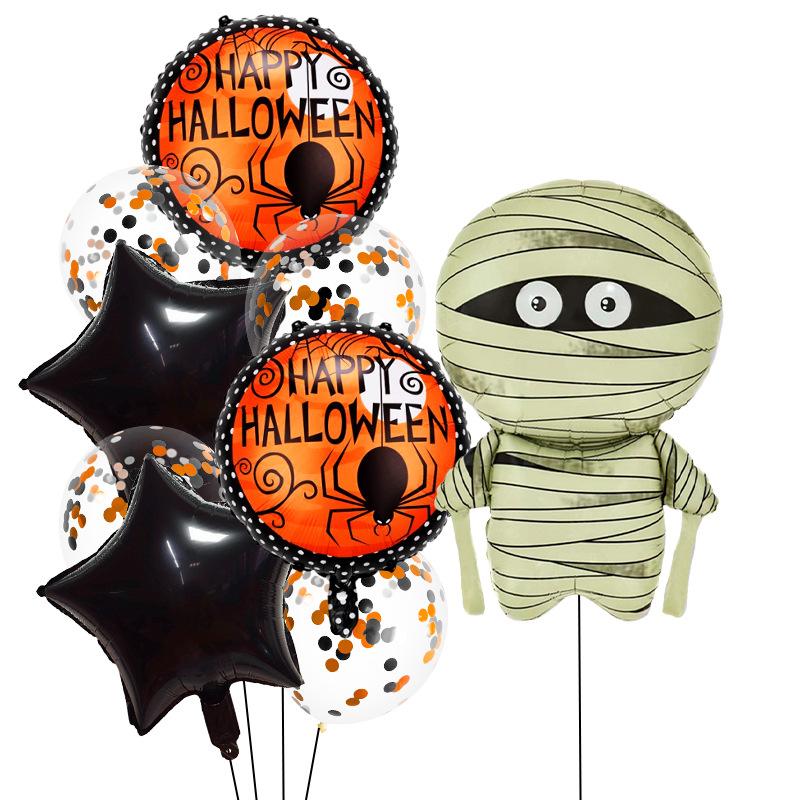 Halloween Themed Balloon Set Skull Spider Web Mummy Aluminum Film Balloon Bar Atmosphere Arrangement