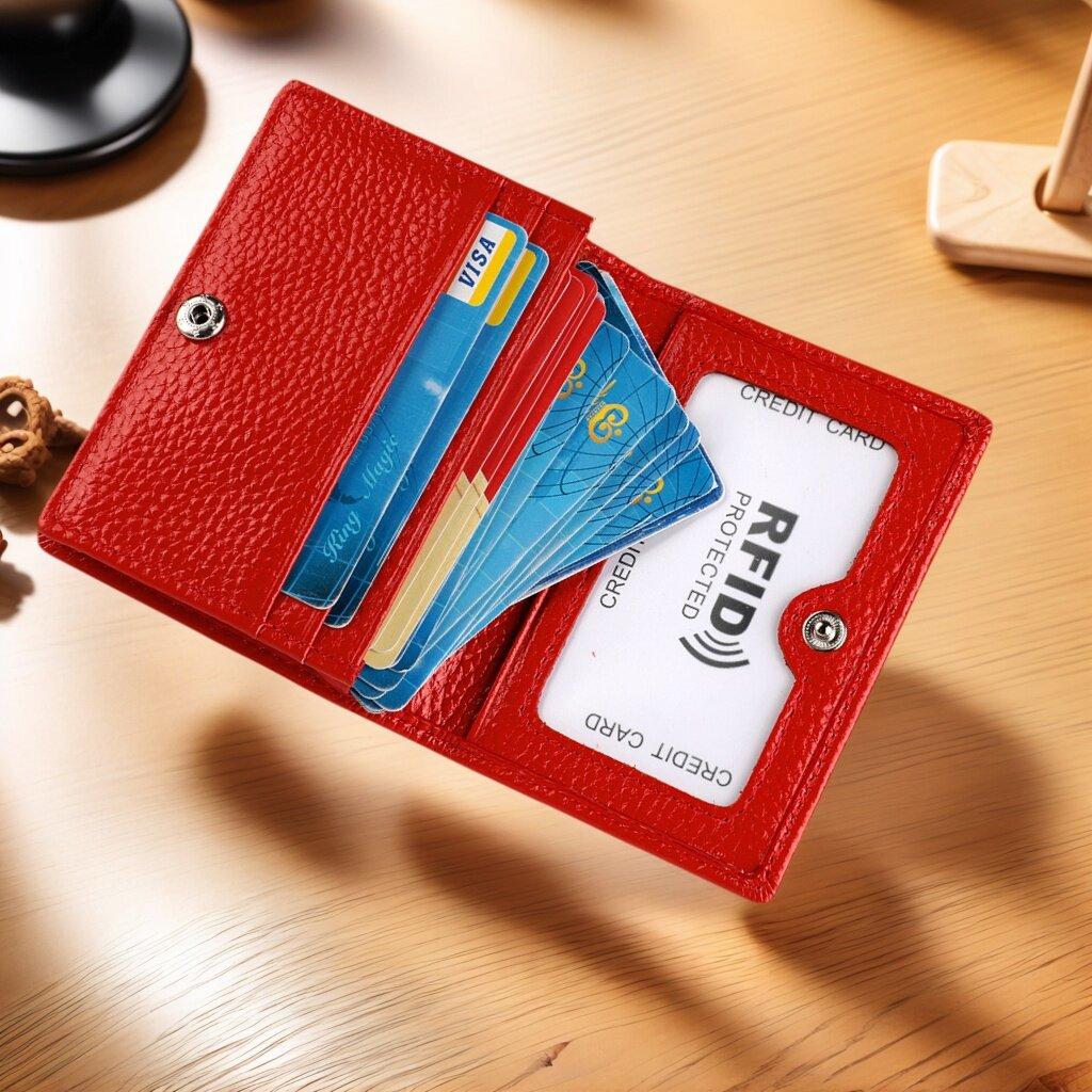 НОВЫЙ мужской тонкий кошелек из натуральной кожи для удостоверения личности VIP-банка, кредитных карт, многоцветный кошелек для карт Rfid и монет красный