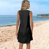 Women's Summer Casual Sun Skirt With Pocket V-Neck Independence Day Printed Loose Vest Dress