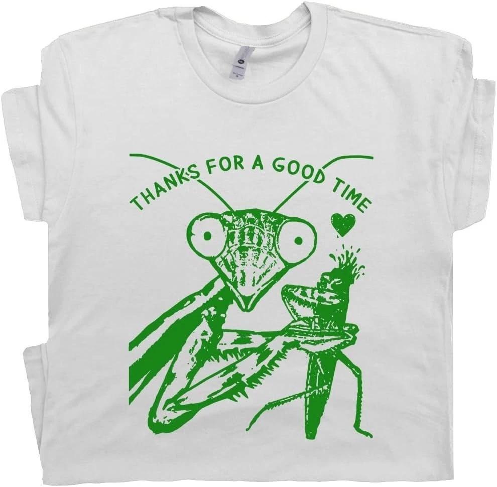 Praying Mantis Shirt Funny Insect Graphic Tee Cute Bug Breakup Quote Shirt M