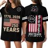 Women's Casual V Neck Jersey Shirt Short Sleeve Athletic Top 250th Anniversary Independence Day Printed T Shirt Loose Fit