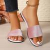 Fashion 2025New Shiny Rhinestone Fashion Ladies Slippers Outdoor Women Roman Shoes Flat Sandals Female Casual Beach Crystal Slides