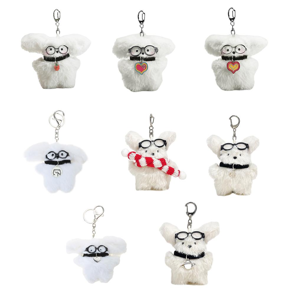 Furry Dog Keychain Plush Toy Pendant Keyring Stuffed Animals Key Rings Stylish Ornament for Bag Phones Keys Cameras