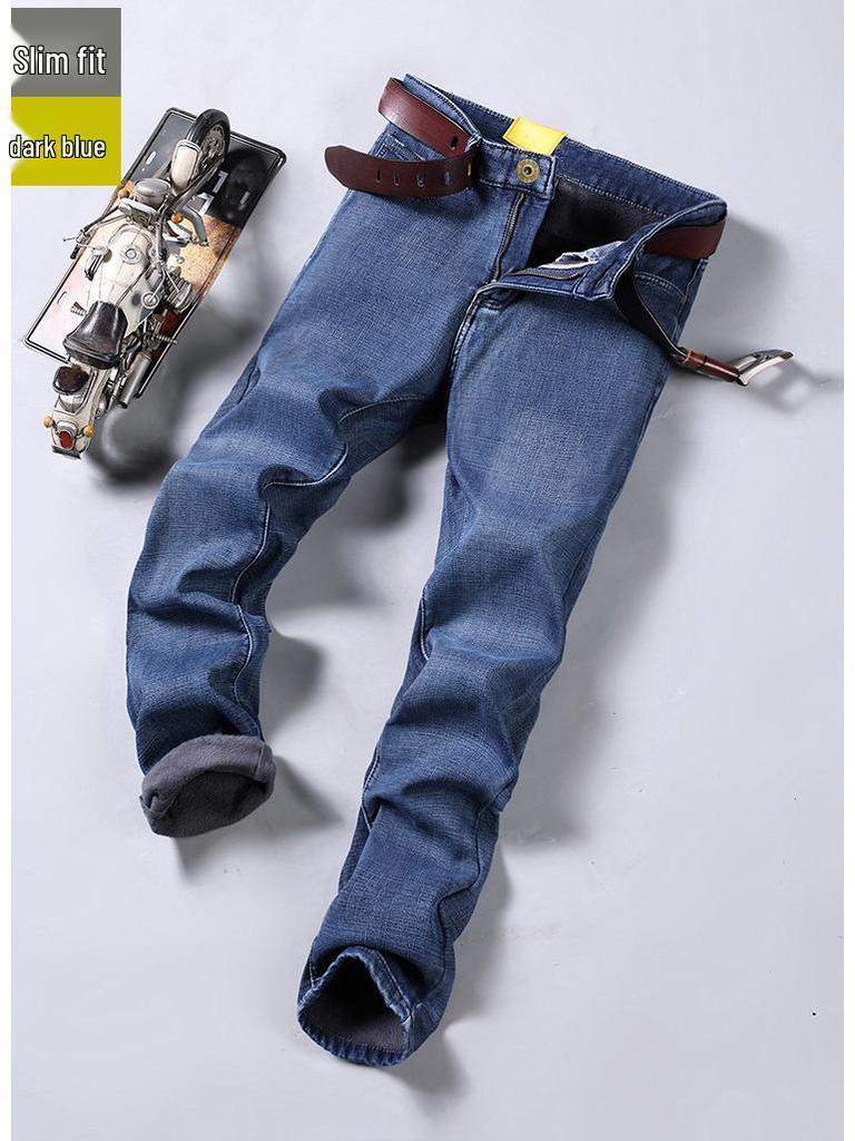 Men's 2024 Fleece-Lined Stretch Straight-Leg Pants for Spring & Autumn