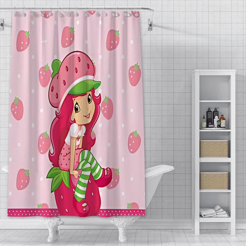 S-Strawberry Shortcake Exquisite Shower Curtain Waterproof Polyester Fabric Paint Bath Curtains Home Bathroom Decor Curtain