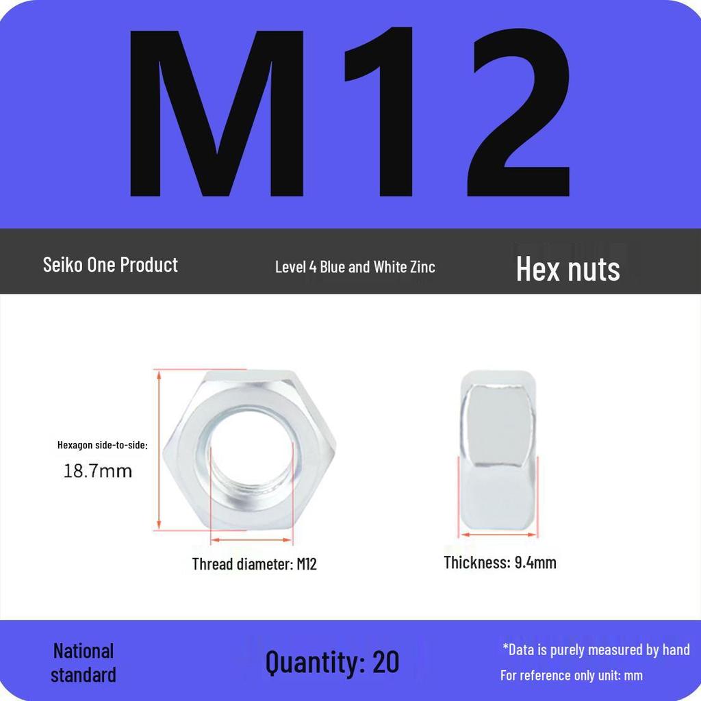 Black Galvanized Nickel-Plated Iron Hex Nut Screw Cap, GB Grades 4.8/8.8/12.9, Sizes M4/M5/M6/M8