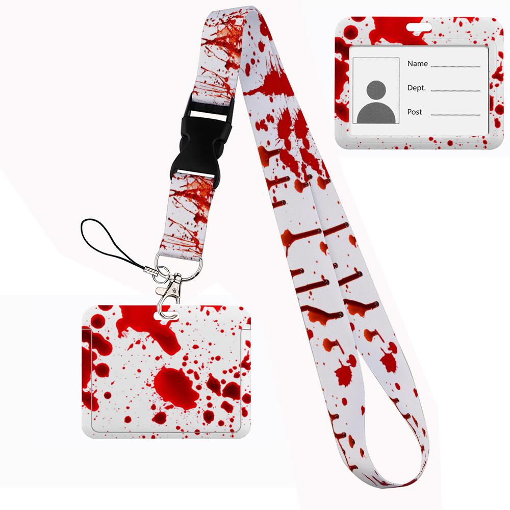 

Bone Skeleton design Lanyard Business Credit horizontal Card Holder Neck Strap Keychain Hang Rope ID Badge Holder Lariat Lasso