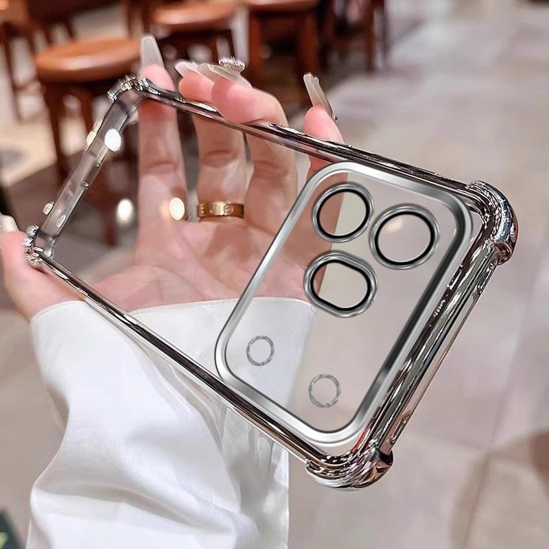 For Honor 600 Pro Cases Plating Lens Protection Film Phone Case For Honor 600 Pro Transparent Airbag Protection Case Bumper