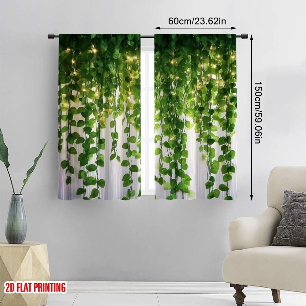 2 Stück, 2D-Flachdruckdruck Vorhänge Hängendes Laub 100% Polyester (ohne Stange) Festlicher Gebrauch für Schlafzimmer, Wohnzimmer, Arbeitszimmer