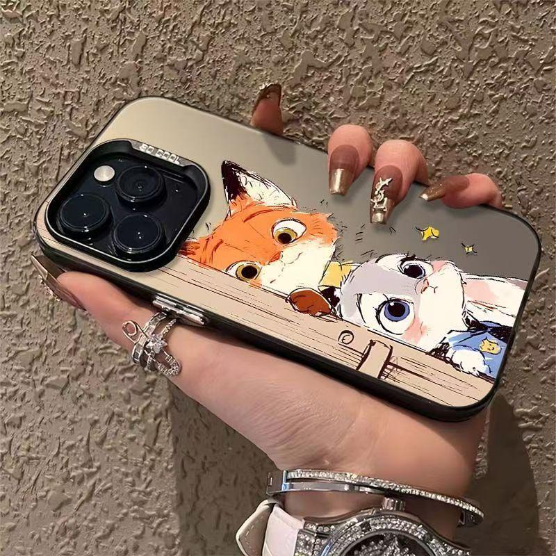 Cross Judy Nick Silver Shell Cute Phone Case for Apple 17/16/15 Pro, 14 Pro Max, 13/12