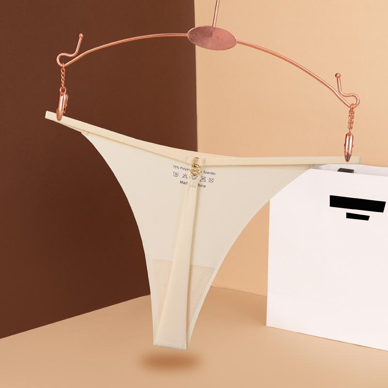

3pcs Women s Ice Silk Seamless Thong Panties, Sexy Thin Strap Plus Size Breathable Euro Size T-Back Underwear XL бежевий