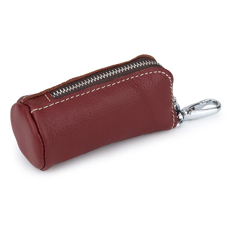 Vintage Genuine Leather Key Wallet Women Keychain Covers Zipper Key Case Bag Men Key Holder Housekeeper Keys Organizer Pouch