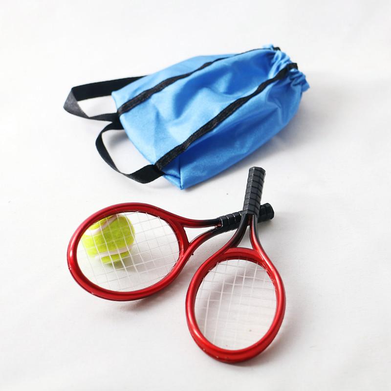 Doll Tennis Racket 1/12 Scale Home Decor Perfect Details Miniature Tennis Racket with Storage Bag for Kids