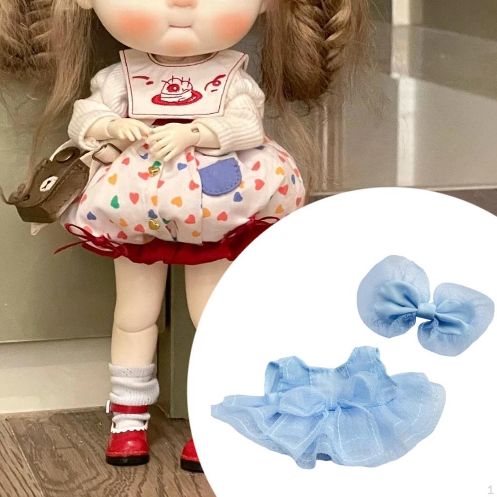Girl Doll Clothes Bow Headdress Decor Tulle Dress Set for Dolls Age 57 810 Style A