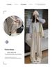 Petite Women's High-Waisted Apricot Knitted Pants - Wide-Leg, Drapey, Soft, Spring/Autumn, Fits 150cm.