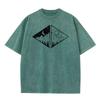 Rectangular Black Mountain Pure Cotton Men Tops  Tees Vintage Mother Day Retro Washed T Shirts Loose Round Neck Washed T Shirts